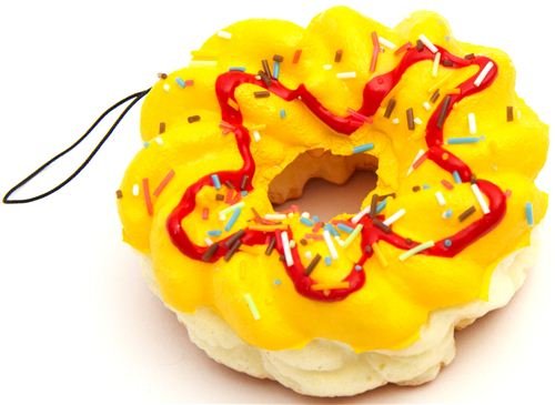 Imagen 2 de Colgante blandito gran donut amarillo forma de flor adornos