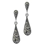Sterling Silver & Marcasite Antique-Styled Dangle Earrings