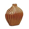 Ceramic Grooved Vase- Caramel
