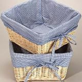 Natural color baskets with navy gingham liners - Set of 2