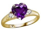 1.84 cts Genuine Heart Shape Amethyst and Diamond Ring - 14kt White or Yellow Gold