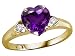 1.84 cts Genuine Heart Shape Amethyst and Diamond Ring - 14kt White or Yellow Gold
