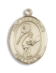 14kt Gold St. Christopher Tennis Medal Sport Athelete