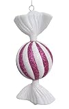 8 Pink Wrapped Round Candy Swirl Christmas Ornament