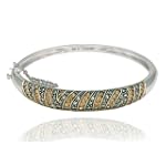 SAVE $180.01 - Sterling Silver Marcasite and Champagne Crystal Bangle Bracelet $69.99