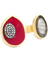 Zariin "The Tale of Two Stones" Pink Agate Gold Adjustable Ring