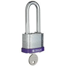 Brady Steel Lockout/Tagout Padlock, Keyed Different, 1-1/3" Body Length, 2" Shackle Clearance
