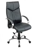 Deluxe High Back Executive Leather Chair With Chrome Base And Padded Chrome Arms By Office Star