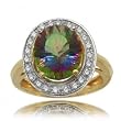 Mystic Fire Topaz & Diamond Cocktail Ring in Solid 14K Yellow Gold