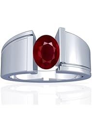 14K White Gold Oval Cut Ruby Solitaire Ring