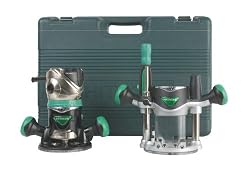 Hitachi KM12VC 11 Amp 2-1/4-Horsepower Plunge and Fixed Base Variable Speed Router Kit with 1/4-Inch and 1/2-Inch Collets