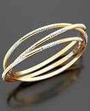 14k Gold Over Sterling Silver Three Interlocking Diamond-Cut Bangle Bracelets