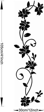 RRRLJL Black Flower Vine Carved Wall Decal Sticker Home Decor for Living Room