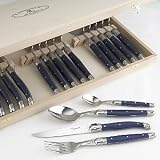Jean Dubost Laguiole 24-Piece Flatware Set (Blue Handles
