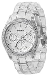 Fossil Women's ES2364 Clear Resin Bracelet White Glitz Analog Dial Multifunction Watch