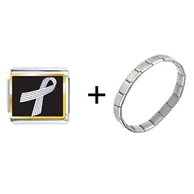 Pinstripes Ribbon Awareness Italian Charm Bracelet