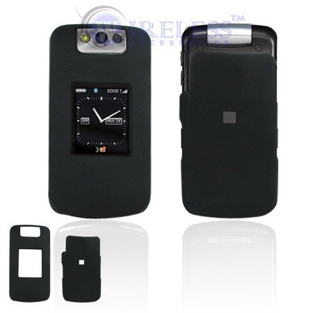 Black Rubber Feel Snap-On Hard Cover Case Cell Phone Protector for BlackBerry Pearl Flip 8220