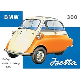 CLASSIC EUROPEAN CARS BMW BUBBLE CAR - OFFICIALLY LICENSED STEEL METAL ADVERTISING WALL PLAQUE SIGN - 30CM X 41CM FUN GIFT