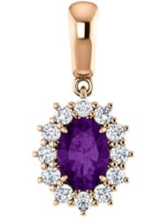 10K Rose Gold 7.00x5.00mm Oval Cut Chatham Created Alexandrite and Diamond Pendant -- LIFETIME WARRANTY