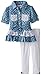 Little Lass Baby Girls' Printed Chambray Top with Lace and Legging Two-Piece Set