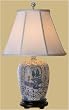 Asian Furniture & Home D&eacute;cor - 25" Ming Chinese Blue & White Porcelain Oriental Melon Jar Lamp