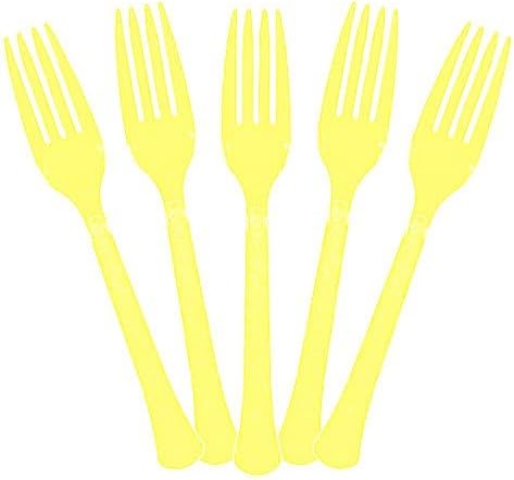 Extra Heavy Weight Plastic Forks | 20ct (Light Yellow)