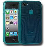New Amzer Wave Circle Tpu Skin Case Blue For Iphone 4 Easy Installation Removal Scratch Free