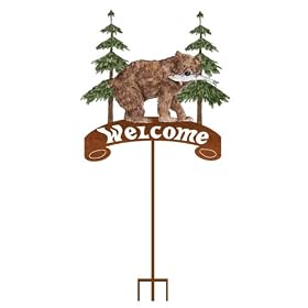 Sunset Vista Designs Kathy Hatch Cabin Collection Woodlands Garden Stake Welcome Sign by 