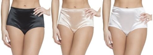 Platinum Lingerie Women's Plus Size 3 Pack Multi Satin Look High Waist Briefs