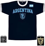 Argentina National Futbol Soccer Team Arch Black Ringer T-Shirt Tee, 2XL