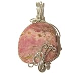 Rhodochrosite Pendant 01 Wire Wrapped Pink Silver Tumbled Stone Crystal Healing Gem 2.5