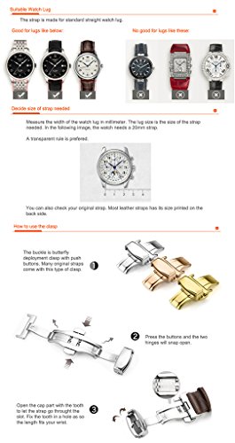 iStrap Watch Band Strap Clasp With Butterfly Deplyant Buckle for Men Women 12-24mm