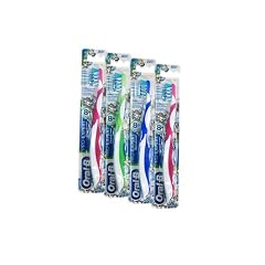4 x Oral-B Pro-Expert Cross Action 8 + Zahnb�rste f�r Kinder ab 8 Jahren cooles Design Rosa/ hell und dunkelblau/ gr�n