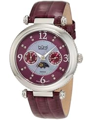 Burgi Womens BU43PU Round Swiss Quartz Diamond Classic Stainless Steel Day Date Watch