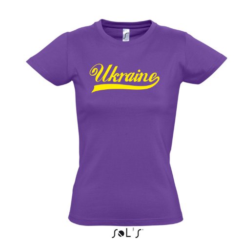Damen T-Shirt – Ukraine Oldschool Ukraine LÄNDERSHIRT EM / WM FAN Trikot S-XXL , Light purple – gelb , L