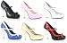 E-476-GLAM, 4.5 in Maryjane with bow and chrome heel 9 Blue/white