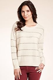 Indigo Collection Sequin Striped Knitted Jumper with Wool