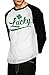 Shirts By Sarah Men's Saint Patrick's Day Lucky Irish Clover Shirt 3/4 Sleeve Raglan Shirts