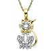 14k Yellow Gold Diamond Cat Pendant (.03 cttw, I-J Color, I2-I3 Clarity), 18