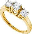 18k. YELLOW GOLD 1.00CTW DIAMOND 3 STONE RING Size 7