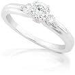 1/2ctw Three Stone Round Diamond Engagement Ring in 14Kt White Gold (HI/I1-I2)