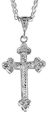 Sterling Silver 1 3/4 (45 mm) Diamond Cut Cross Pendant