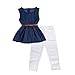 Miniowl Toddler Girls Clothes 3PCS Set Navy Tank Top And Leggings