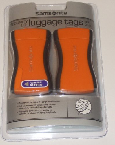  : 2 Samsonite Bright Orange - Extra Stong Security Luggage Tags