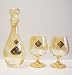 Franco Exclusive Collection Golden Tone Diamond Design Crystal Carafe with Short Stem Glasses - Set of 3