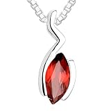 Marquise Cut Garnet Pendant Necklace Sterling Silver