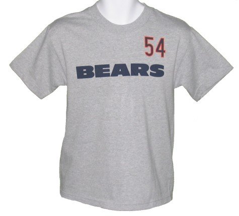 Youth Chicago Bears Grey #54 Brian Urlacher Name & Number T-Shirt - L 14-16