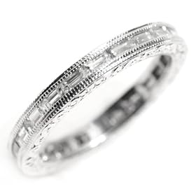 Baguette Shape Diamond Channel Set Full Circle Filigree Hand Engraved Platinum... by OGI Ltd