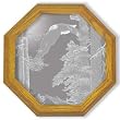 Decorative Etched Mirror - Eagle Art Etching, Octagon Solid Oak Framed Wall Mirror, 13 inches