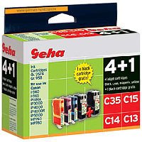 GERMAN HARDCOPY Multipack 4 + 1 2xC35/C13/C14/C15 Tinte sw / c / m / g i560/i865, PIXMA iP3000 / iP4000 / iP5000